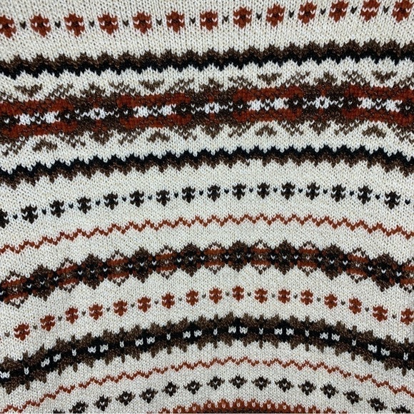 XL Vintage Beige Classic Elements Nordic Print Zip Closure Cardigan Sweater 18 - Picture 5 of 8